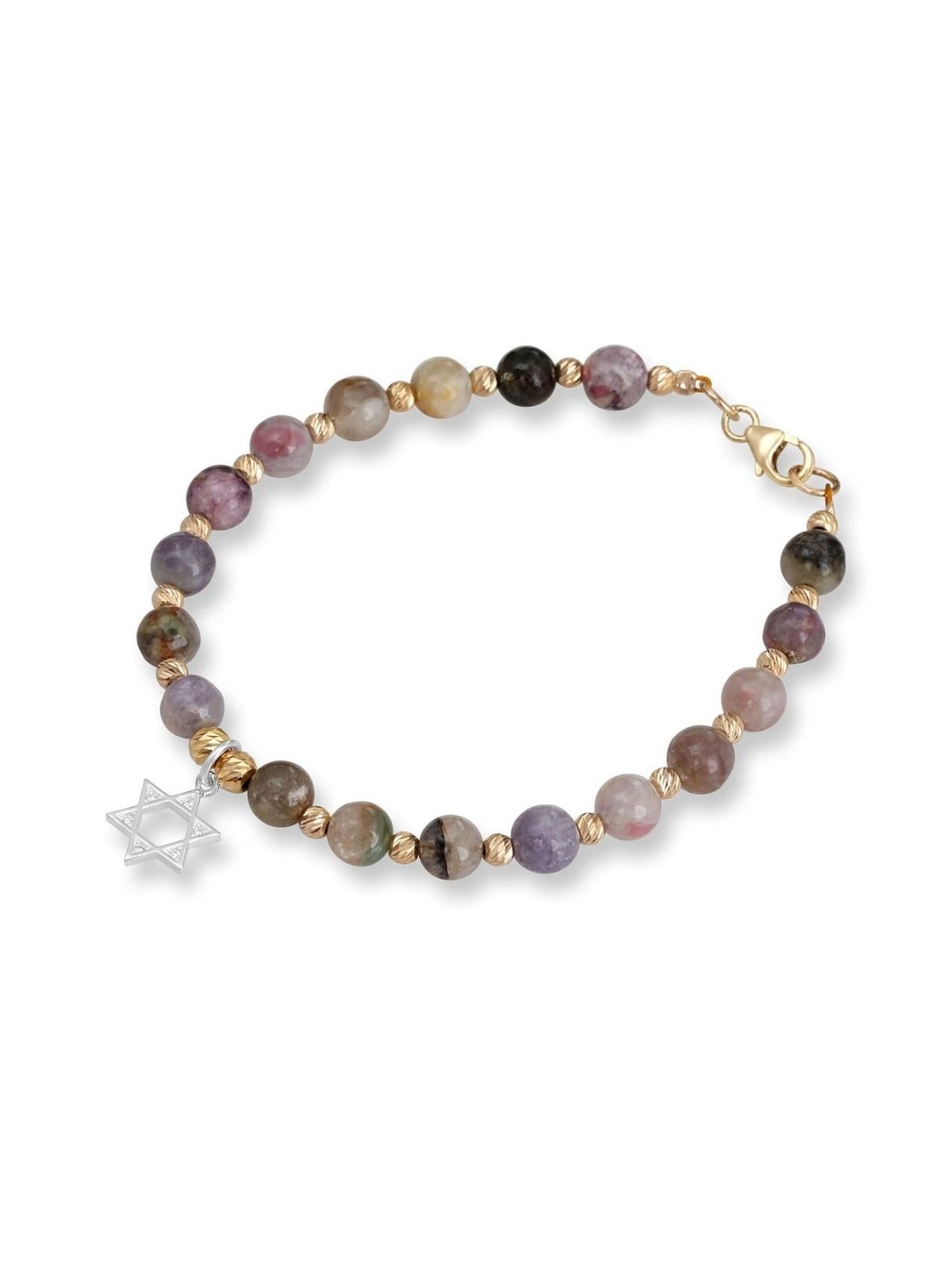 Rafael Jewelry Bracelet étoile de David en argent plaqué or avec tourmali