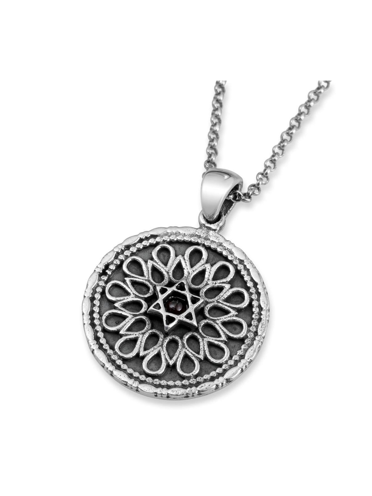Collier décoratif en argent sterling Psaume 91 avec étoile de David avec C