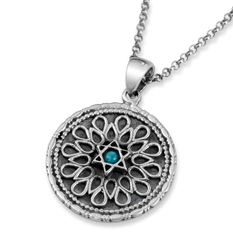 Collier décoratif en argent sterling Psaume 91 avec étoile de David avec C