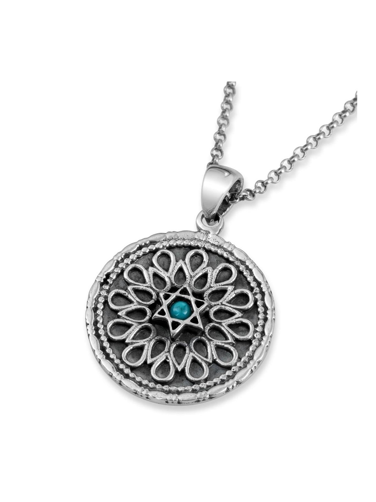 Collier décoratif en argent sterling Psaume 91 avec étoile de David avec C