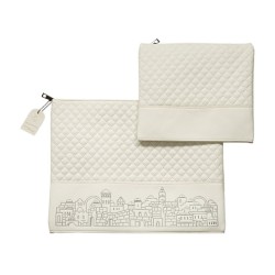 Off White Faux Leather Tallit and Tefillin ... | Talit & Tefillin Bags