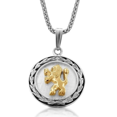Gold and Silver Lion of Judah Necklace