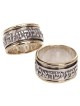 Bague tournante Shema Ysrael bicolore en argent sterling 925 et or 9 carats