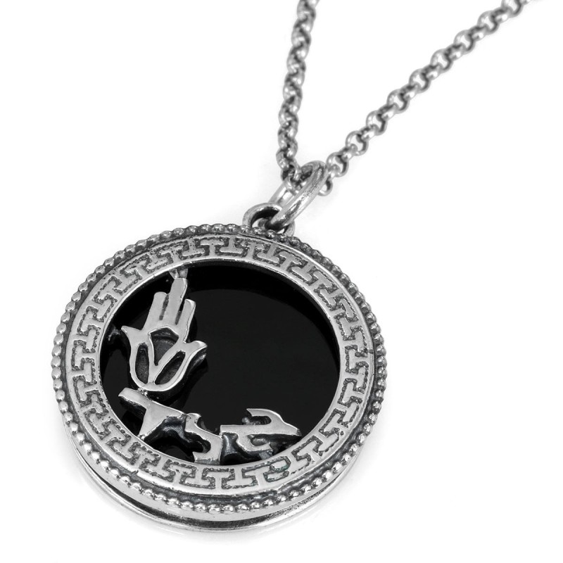 Collier de luxe pour hommes en argent sterling 925 et pierre d'onyx avec ha épais