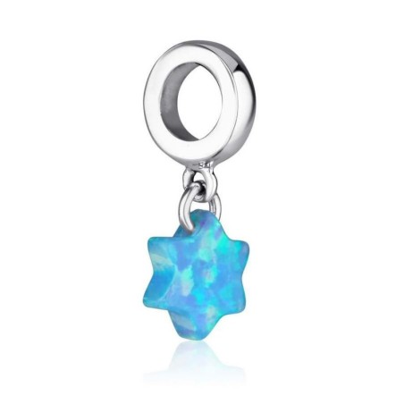 Marina Jewelry Pendentif étoile de David en opale bleue