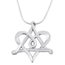 Sterling Silver Heart and Star of David Interlocked Necklace