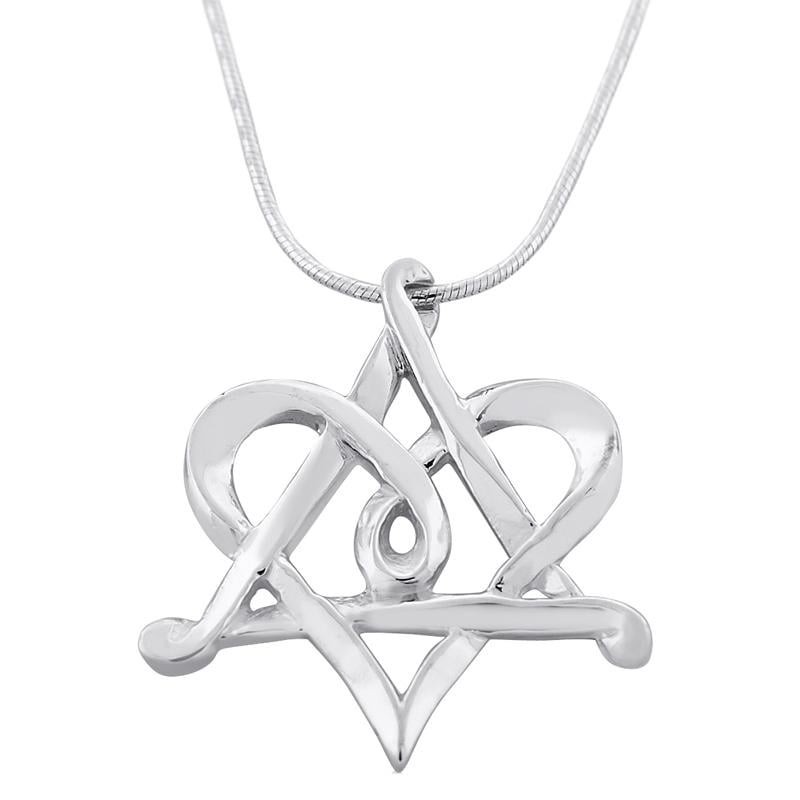 Sterling Silver Heart and Star of David Interlocked Necklace