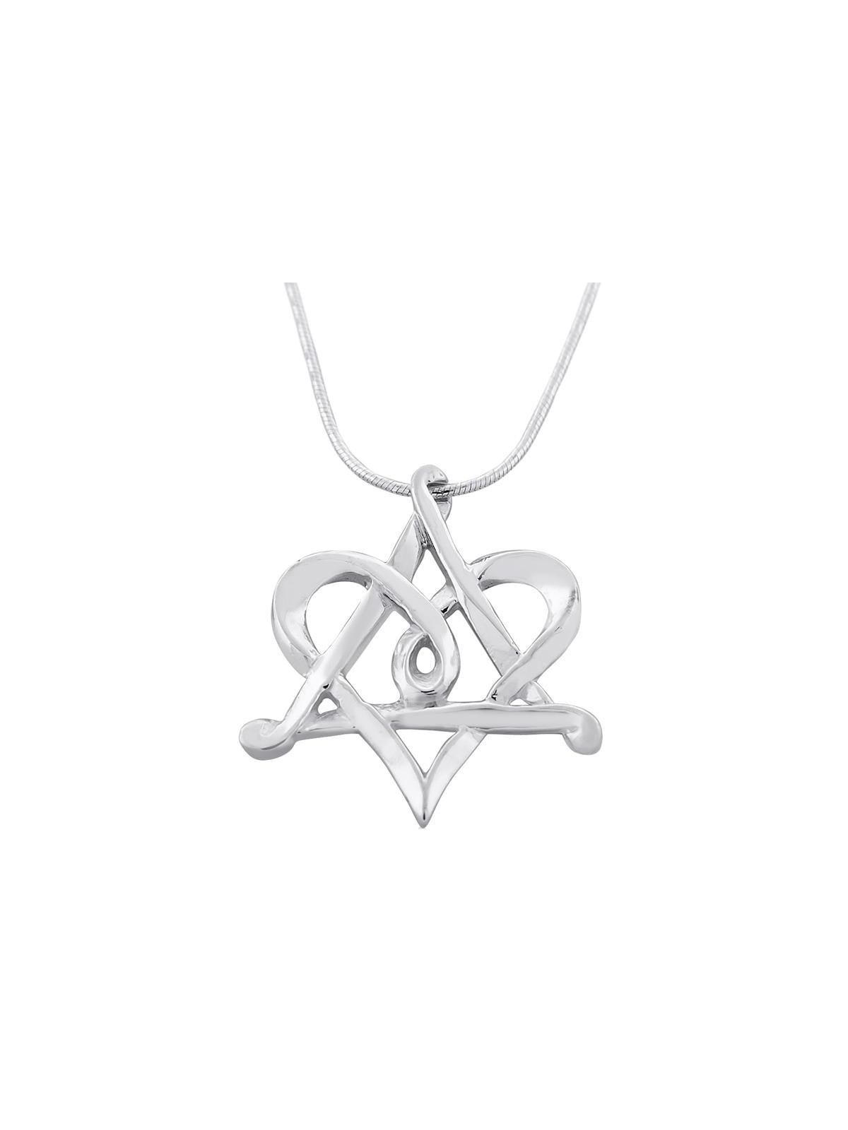 Collier entrelacé cœur et étoile de David en argent sterling