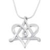 Sterling Silver Heart and Star of David Interlocked Necklace