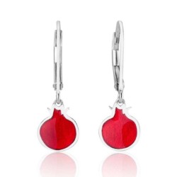 Marina Jewelry 925 Sterling Silver Leverback Earrings With Pomegranate