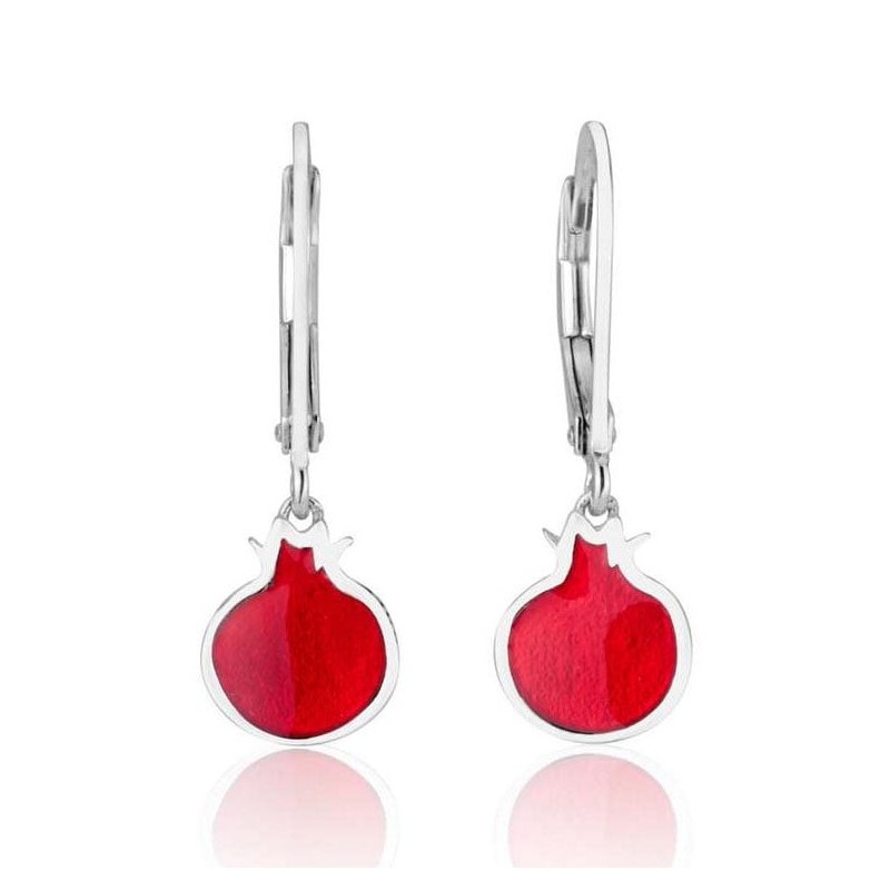 Marina Jewelry 925 Sterling Silver Leverback Earrings With Pomegranate