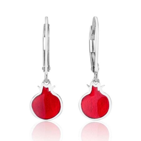 Marina Jewelry 925 Sterling Silver Leverback Earrings With Pomegranate
