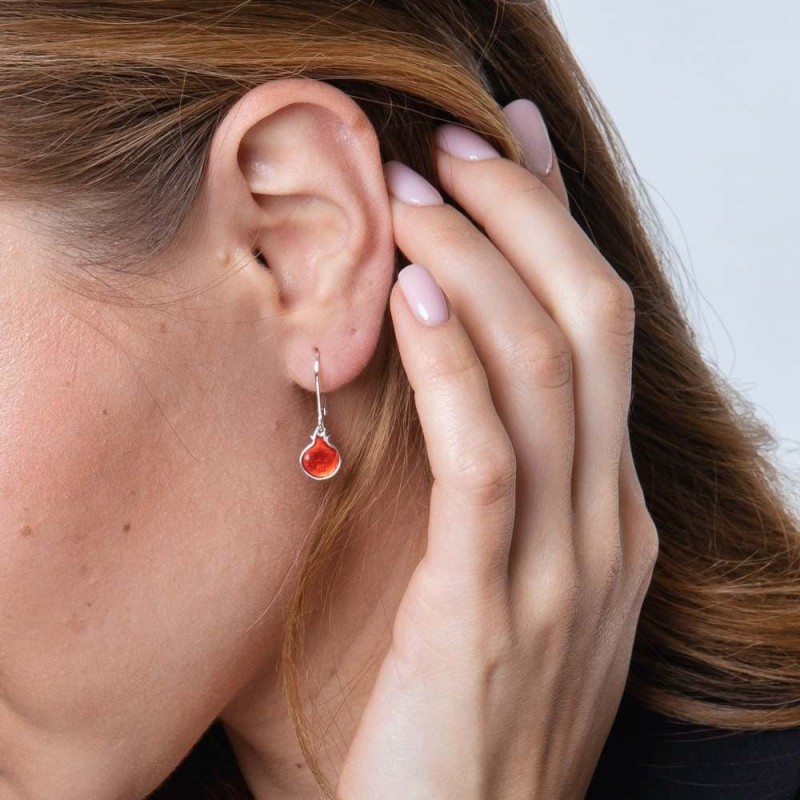 Marina Jewelry 925 Sterling Silver Leverback Earrings With Pomegranate