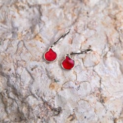 Marina Jewelry 925 Sterling Silver Leverback Earrings With Pomegranate