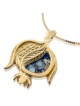 Collier en verre romain fendu et grenade en or 14 carats