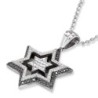 14K White Gold Double Star of David Pendant With 172 Black & White Dia
