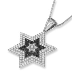 Anbinder Jewelry Luxueux pendentif étoile de David en or blanc 14 carats avec W