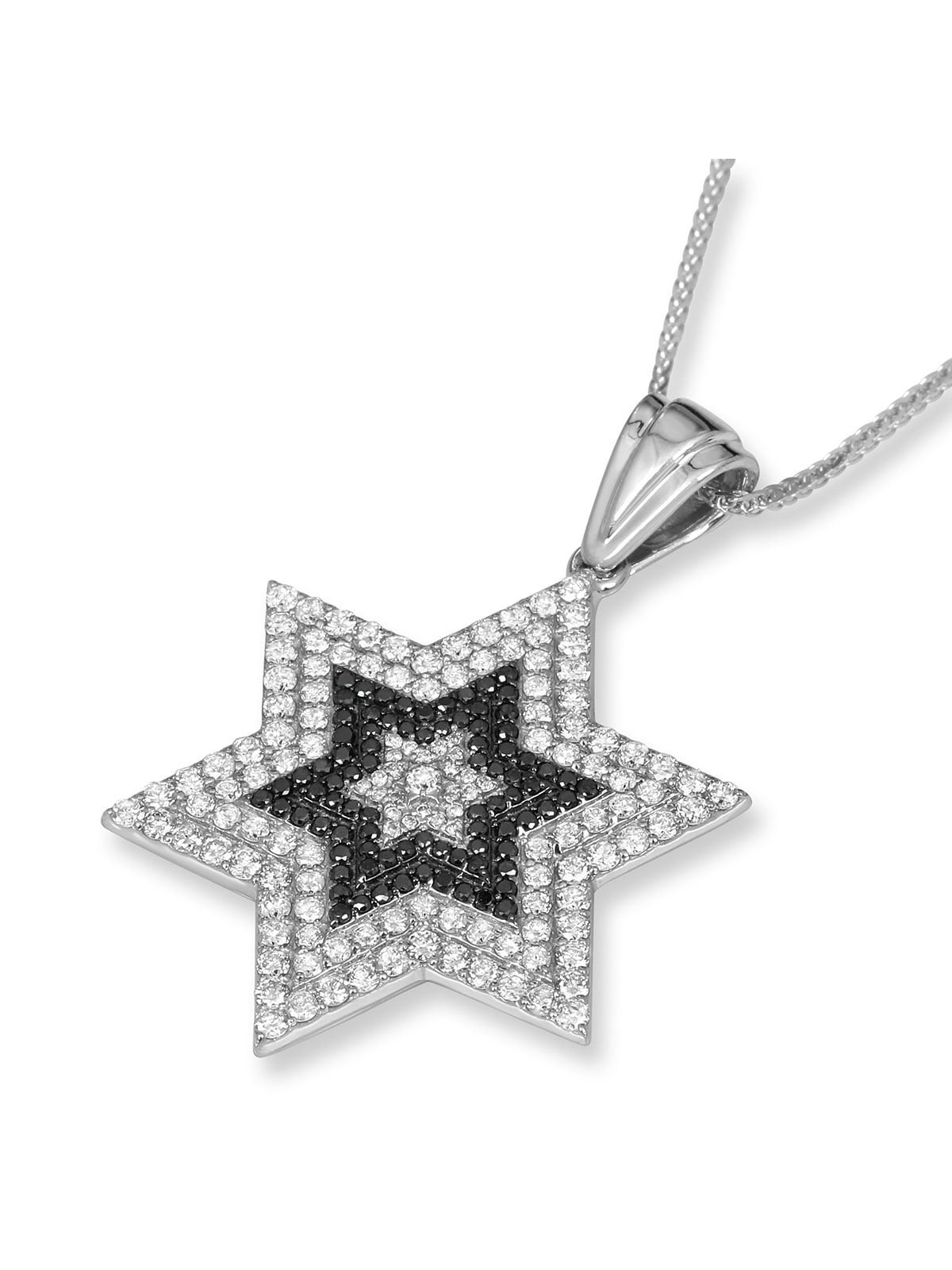 Anbinder Jewelry Luxueux pendentif étoile de David en or blanc 14 carats avec W