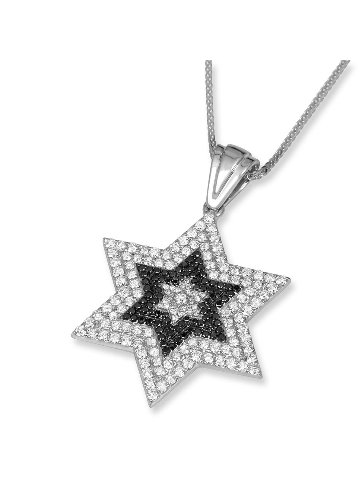 Anbinder Jewelry Luxueux pendentif étoile de David en or blanc 14 carats avec W