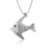 Sterling Silver Angel Fish Necklace with Ruby Stone