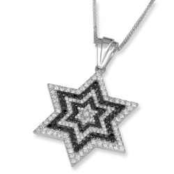 Anbinder Jewelry Deluxe Pendentif étoile de David en or blanc 14 carats avec Pentecôte