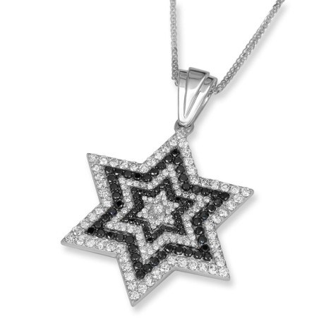 Anbinder Jewelry Deluxe Pendentif étoile de David en or blanc 14 carats avec Pentecôte