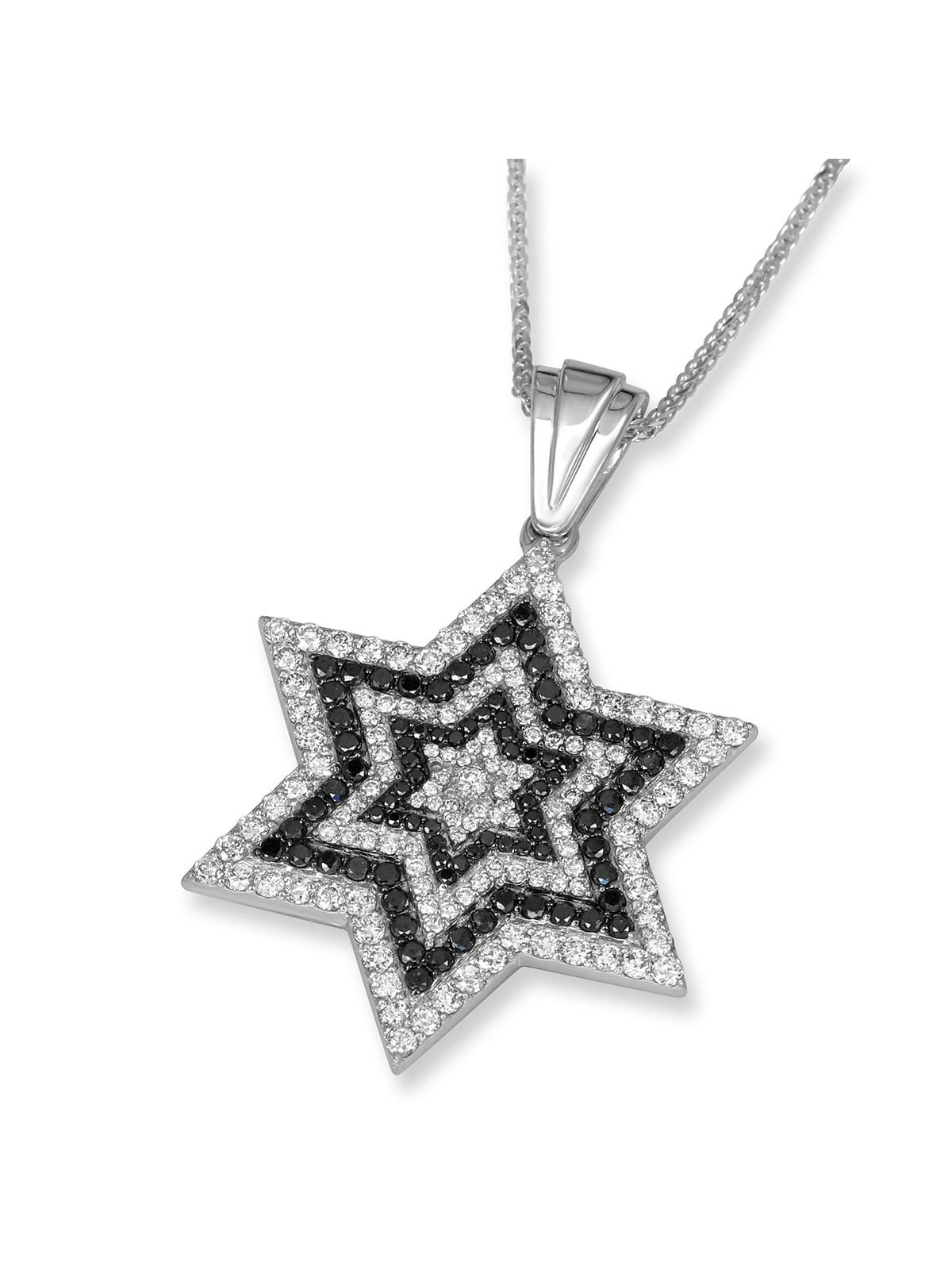 Anbinder Jewelry Deluxe Pendentif étoile de David en or blanc 14 carats avec Pentecôte