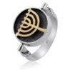 Sterling Silver and Gold Spinning Star of David and Menorah Ring