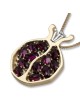 Pendentif grenade en or 14 carats avec grenats et détails en or blanc