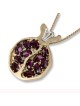 Pendentif grenade en or 14 carats avec grenats et détails en or blanc