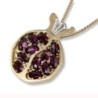 14K Gold Pomegranate Pendant with Garnets and White Gold Detail