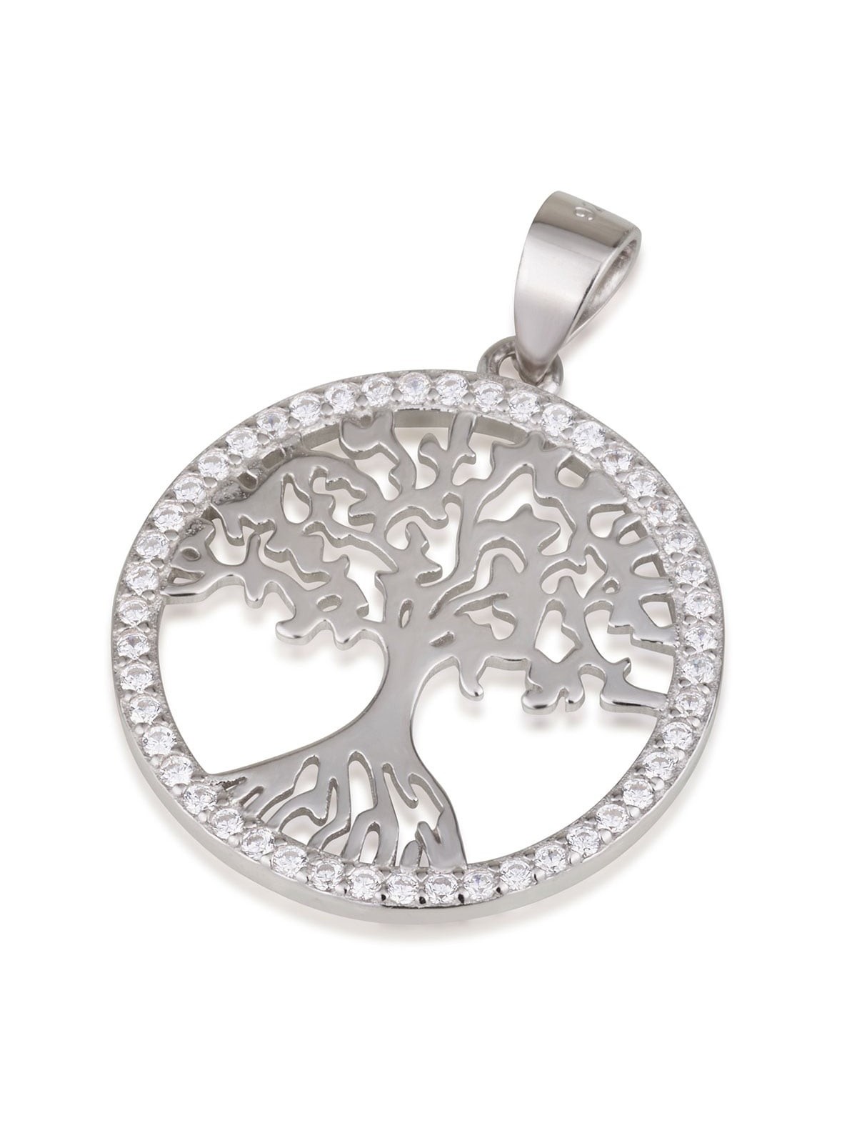 Pendentif Arbre de Vie en Argent Sterling 925 et Rhodié avec Zirco
