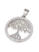 Pendentif Arbre de Vie en Argent Sterling 925 et Rhodié avec Zirco