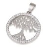 925 Sterling Silver and Rhodium-Plated Tree of Life Pendant With Zirco