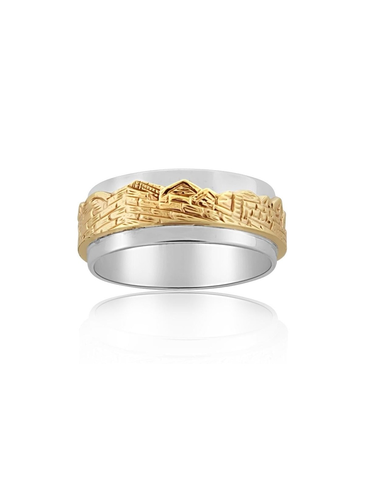 Sterling Silver and Gold Panoramic Old Jerusalem Ring