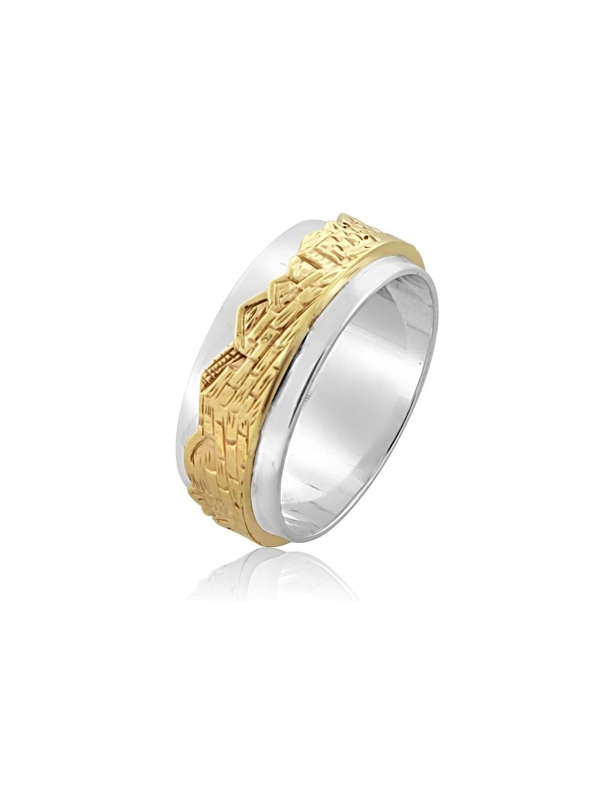 Sterling Silver and Gold Panoramic Old Jerusalem Ring