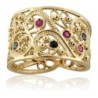 14K Gold and Gemstones Filigree Ring