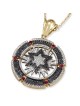 14K Gold Round Star of David Pendant With 445 Black & White Diamonds a