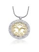 Sterling Silver and 9K Gold Circle Heart Necklace with Psalm 23