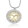 Sterling Silver and 9K Gold Circle Heart Necklace with Psalm 23