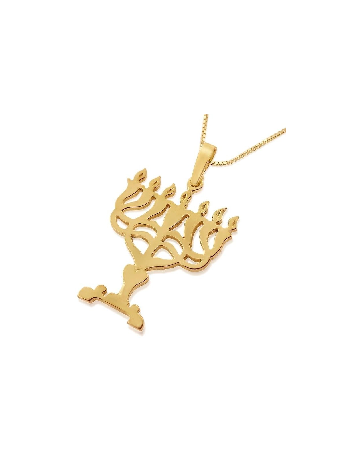 Antique Style 14K Gold Menorah Pendant