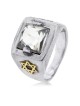 Traveler's Prayer: Silver and Gold Star of David Ring with Cubic Zirco