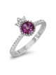 14K White Gold Diamond Ring with Pink Topaz Pomegranate