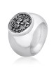 Large Silver Half Shekel Pomegranate Ring