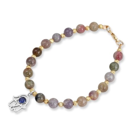 Rafael Jewelry Perle en argent plaqué or, tourmaline et pierre saphir Ha