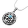 Sterling Silver Hamsa Necklace with Opal Stone