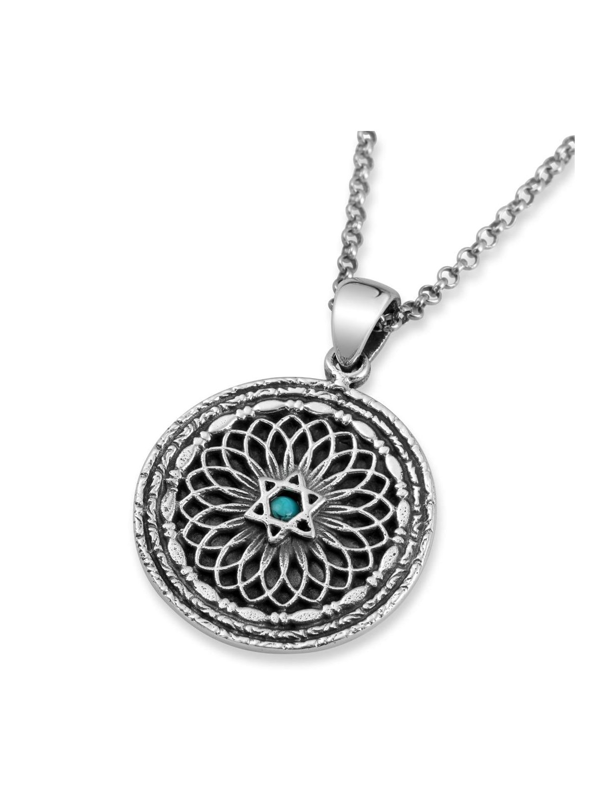 Sterling Silver Decorative Star of David & Priestly Blessing Necklace