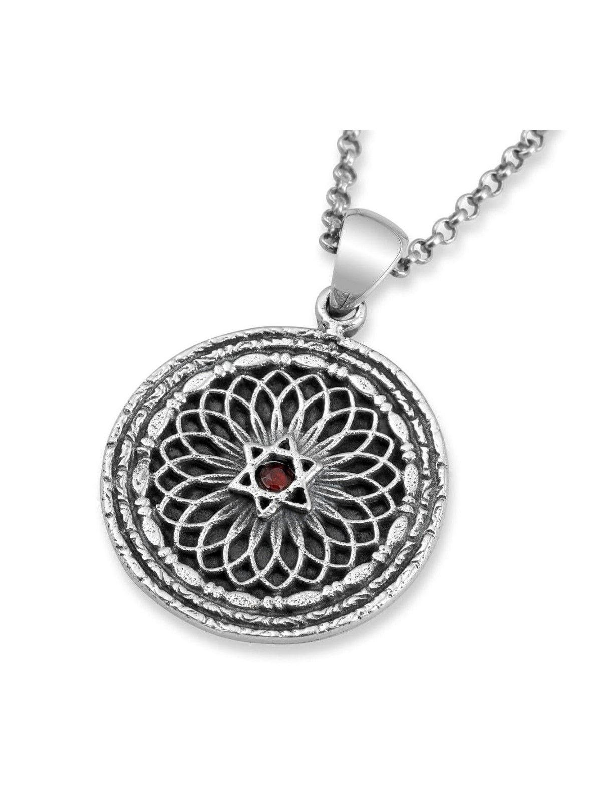 Collier décoratif étoile de David et bénédiction sacerdotale en argent sterling