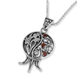 Rafael Jewelry Sterling Silver Pomegranate Pendant with Garnet & Laven
