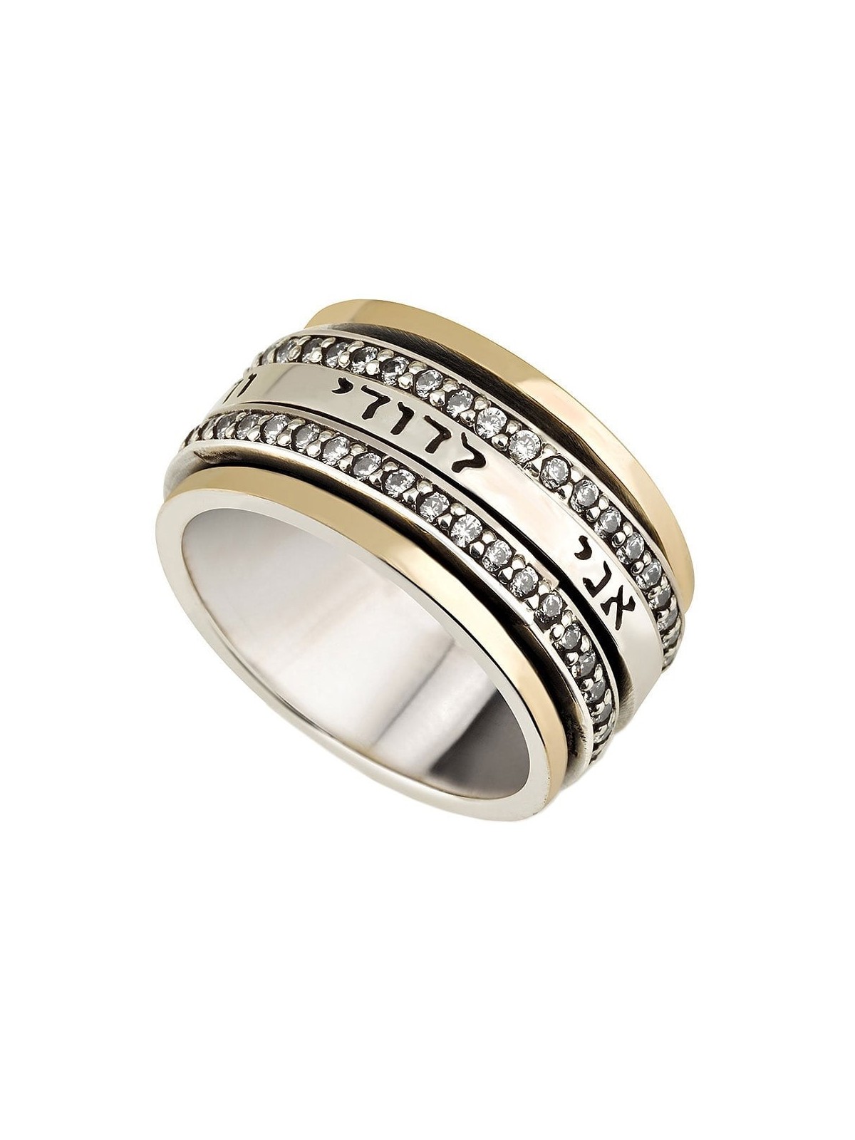 Ani LeDodi Deluxe Spinner Ring in 9K Yellow Gold and 925 Sterling Silv